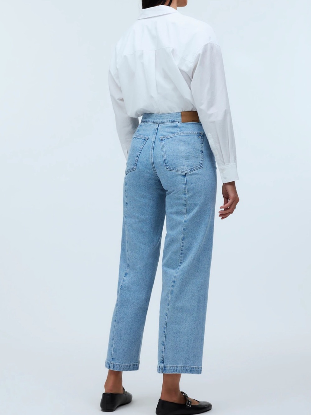 Madewell Emmett Wide- Leg Crop Jeans in Light Blue Denim